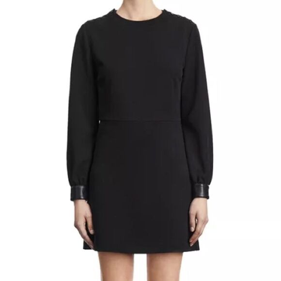 NWT The Kooples Leather Cuff Mini Dress womens size 8 in black - Picture 1 of 16